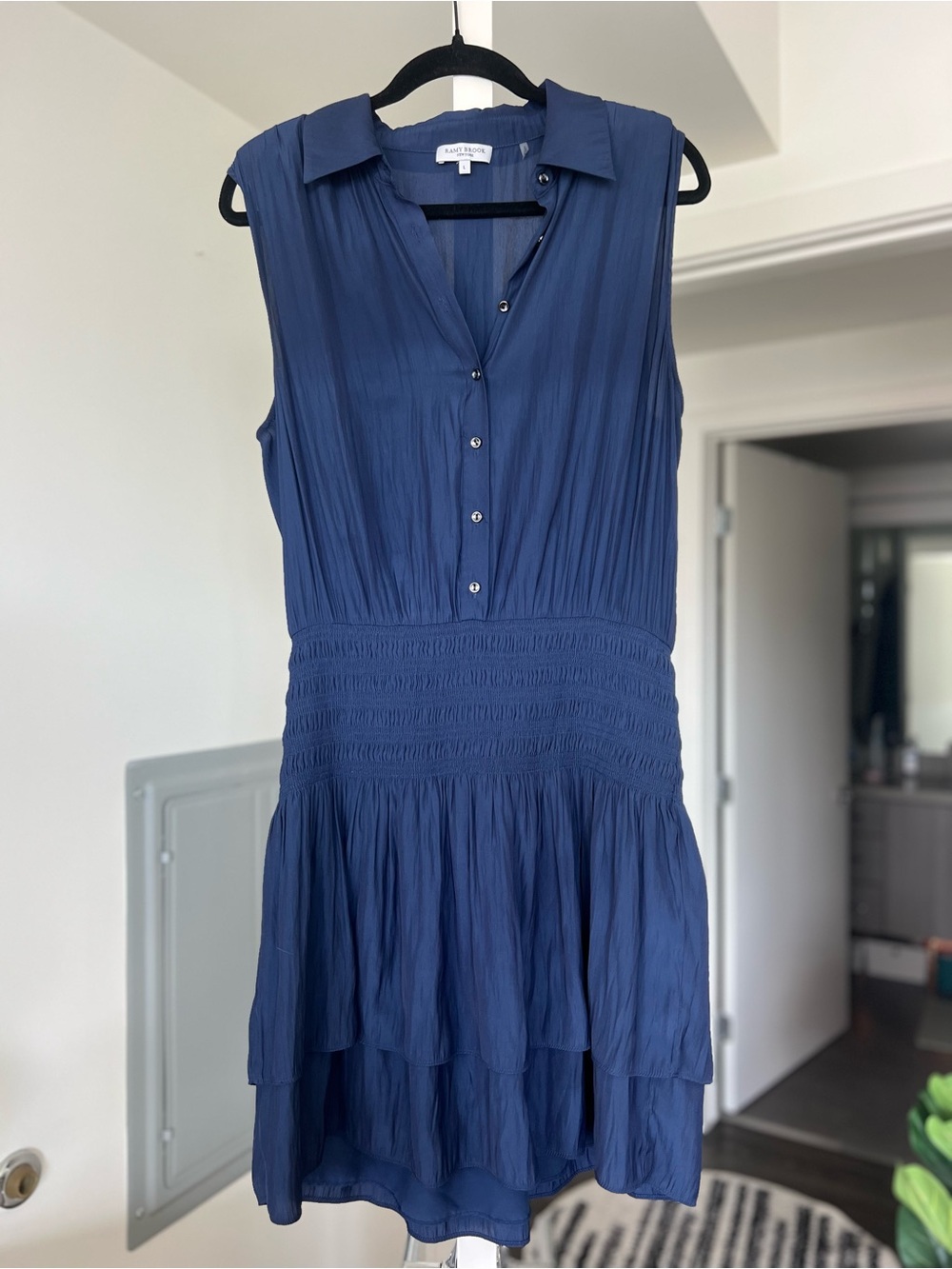Ramy Brook Tabitha Shirtdress Navy Sz L